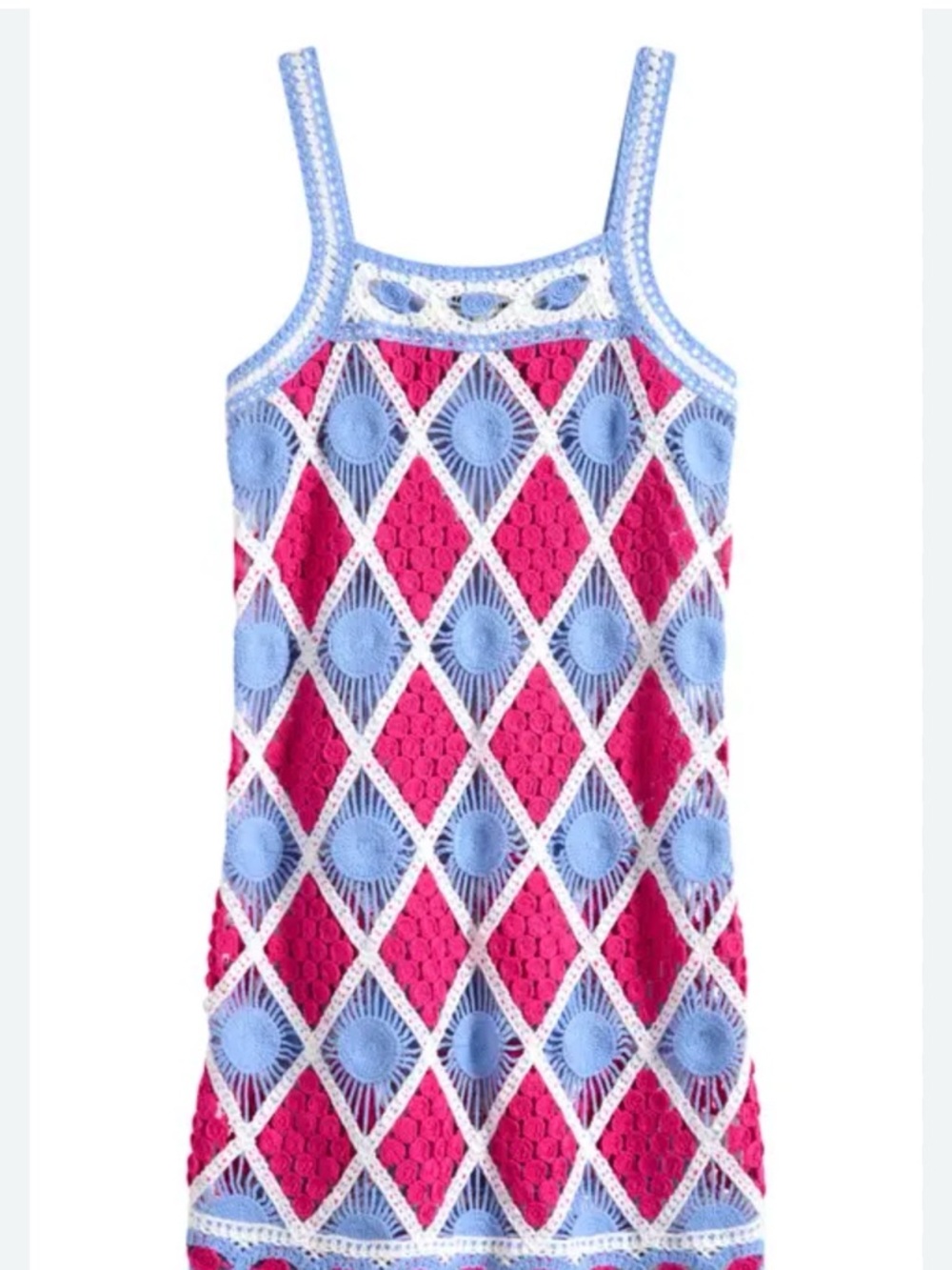 Decree Pink & Light Blue Crochet Tank Top
